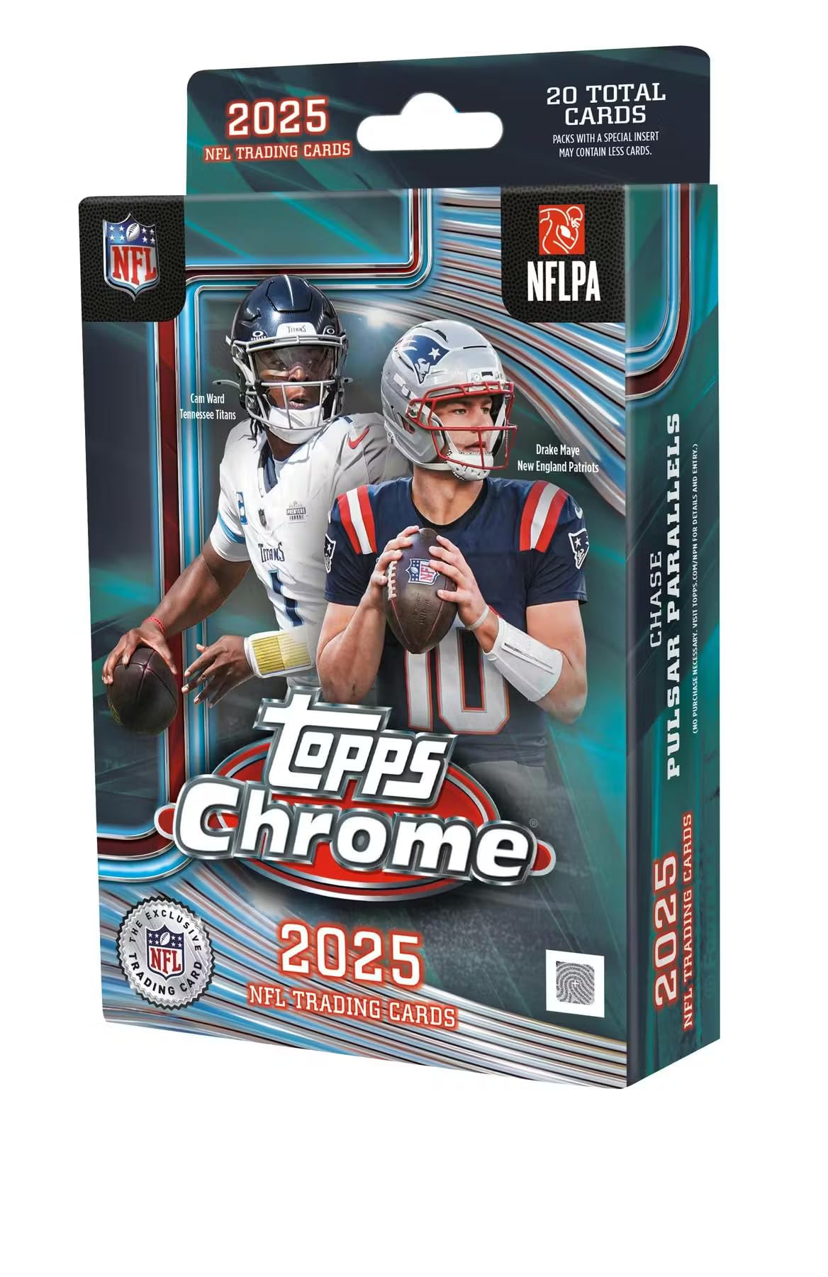 2025 Topps Chrome Football Hanger Trading Card Box (3 Rookie Cards Per Box) Jaxson Dart, Cam Ward, Tetairoa Mcmillan, Emeka Egbuka Rookie Cards