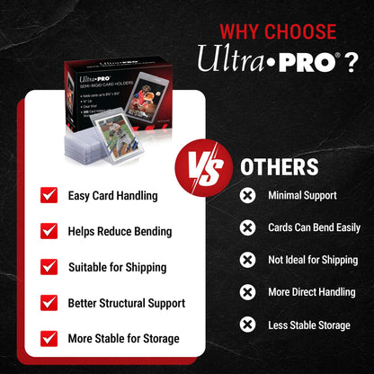 Ultra Pro Semi Rigid Card Holder 1/2" Lip – Clear PVC Sleeves for Trading Cards – Fits 2.5" x 3.5" up to 35pt – Card Grading Sleeves for Storage, Shipping, TCG & Collector Protection – 200 Pack