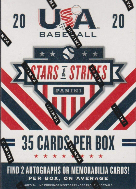 2020 Panini USA Stars & Stripes Baseball BLASTER box (35 cards, TWO Memorabilia and/or Autograph cards)