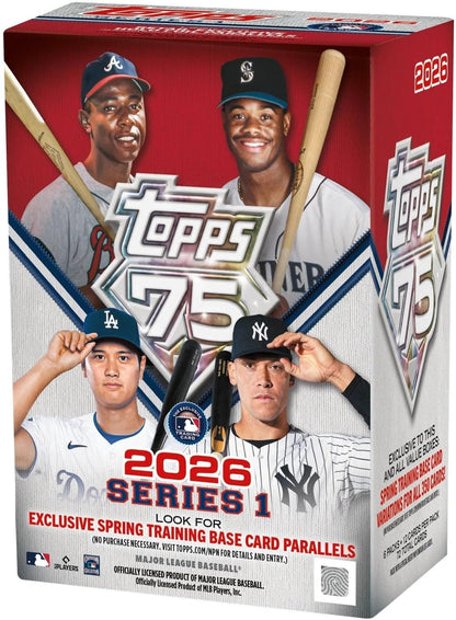 2026 Topps Baseball Series 1 Blaster Box of Packs with Possible Retail Exclusive Holo Foil Parallels and Blaster Exclusive Spring Training Variation Cards