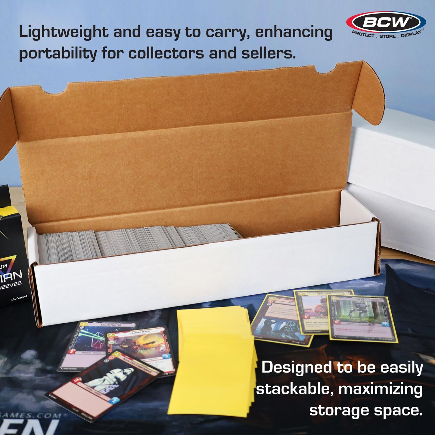 BCW 800 Count Trading Card Storage Box | Cardboard Organizer for Baseball, Basketball, Football Cards, MTG, Pokemon | Card Game Storage & Protection | Card Storage Box | Assembly Required