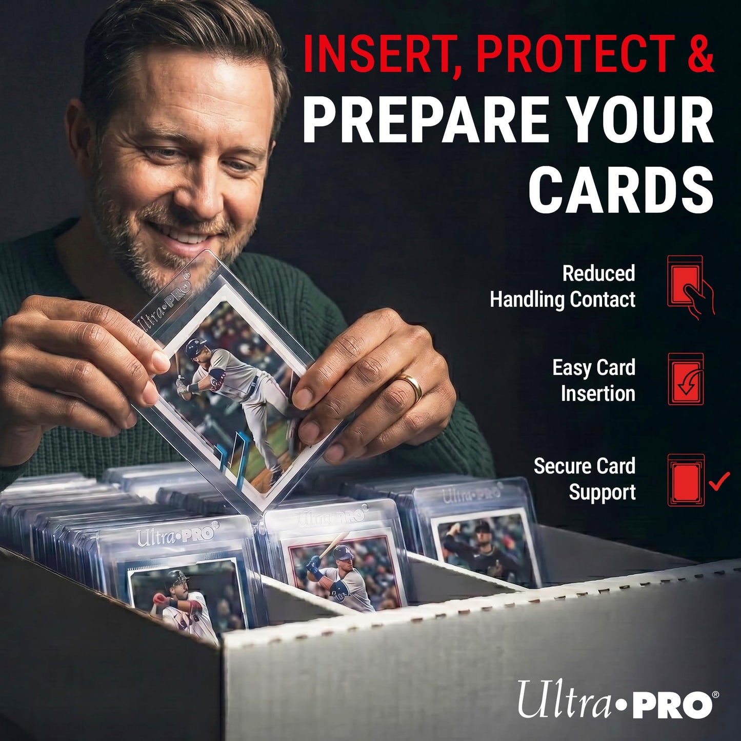 Ultra Pro Semi Rigid Card Holder 1/2" Lip – Clear PVC Sleeves for Trading Cards – Fits 2.5" x 3.5" up to 35pt – Card Grading Sleeves for Storage, Shipping, TCG & Collector Protection – 200 Pack