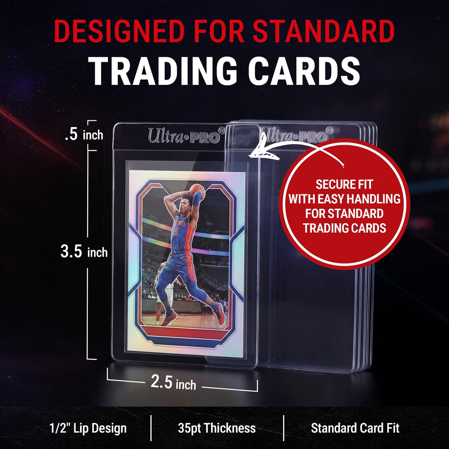 Ultra Pro Semi Rigid Card Holder 1/2" Lip – Clear PVC Sleeves for Trading Cards – Fits 2.5" x 3.5" up to 35pt – Card Grading Sleeves for Storage, Shipping, TCG & Collector Protection – 200 Pack