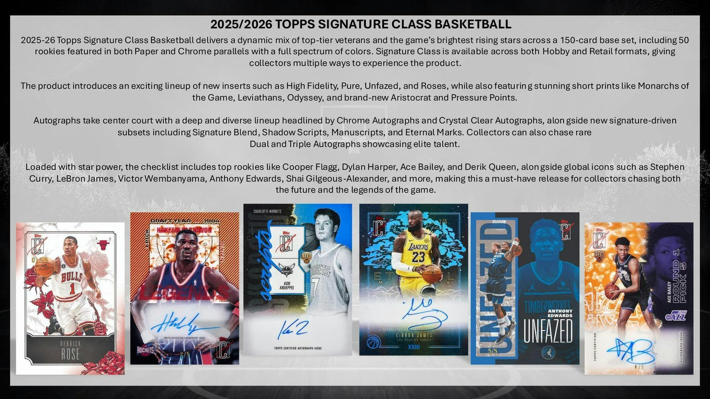 2025-26 Topps Signature Class Basketball HOBBY BOX