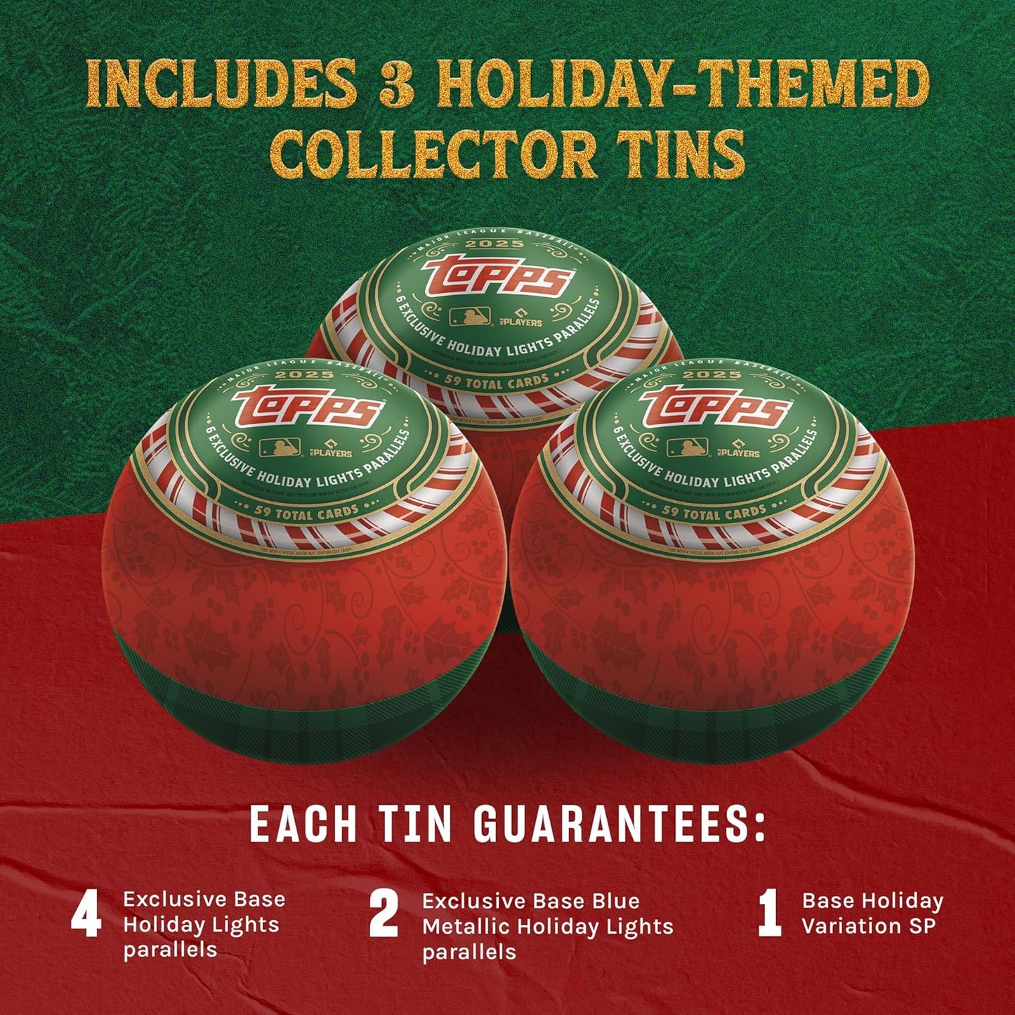 2025 Topps Holiday Baseball Factory Sealed 3 Tin Case