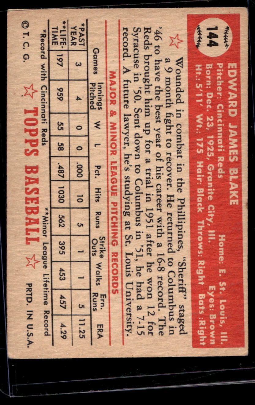 1952 Topps #144 Ed Blake RC - EX