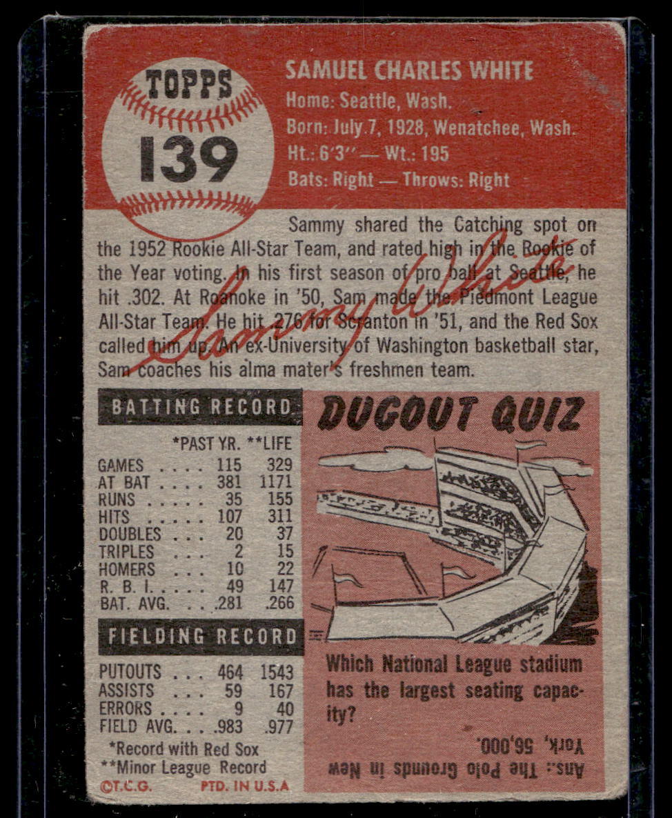 1953 Topps #139 Sammy White - VG-EX