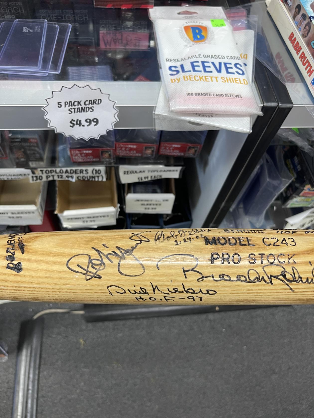 Robin Yount, Phil Niekro, Brooks Robinson Autographed Hall of Fame Baseball Bat w/ Bob Feller, Goose Gossage, Tim Raines | BoxSeat Collectibles