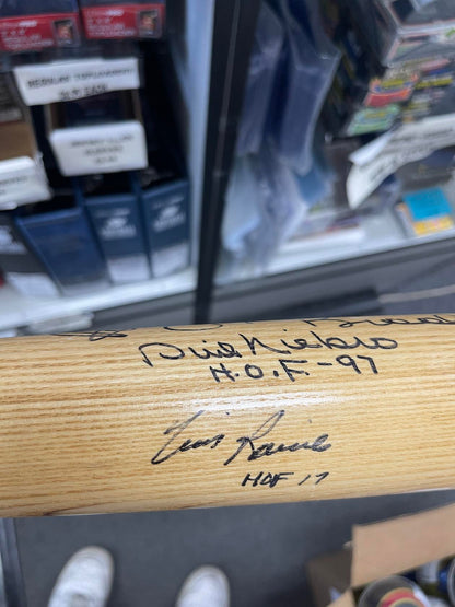 Robin Yount, Phil Niekro, Brooks Robinson Autographed Hall of Fame Baseball Bat w/ Bob Feller, Goose Gossage, Tim Raines | BoxSeat Collectibles
