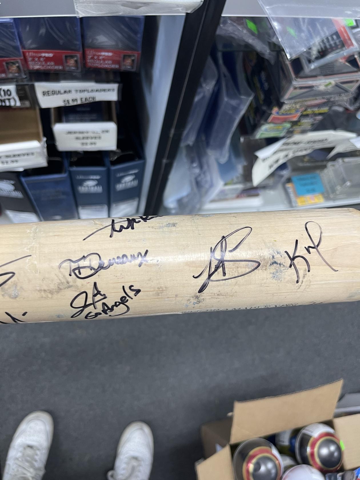 Jo Adell, Brandon Marsh, Jordyn Adams Autographed Old Hickory Baseball Bat w/ TONS of Los Angeles Angels Prospects Players Autographed