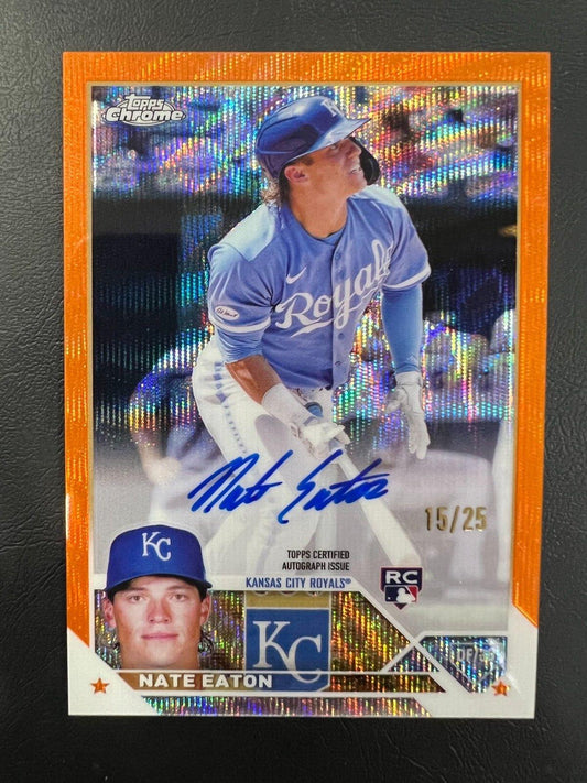 NATE EATON 2023 Topps Chrome Rookie Auto #RA-NE Orange Refractor /25 Royals J