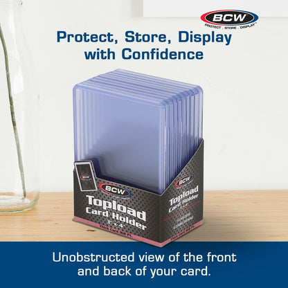 BCW Thick Card Topload Holder | Holds Relic, Patch, and Jersey Cards | Protective Card Sleeves for Collectibles and Trading Cards | Protective Rigid Plastic Display Card Holder (168 pt. / 4.25 MM)
