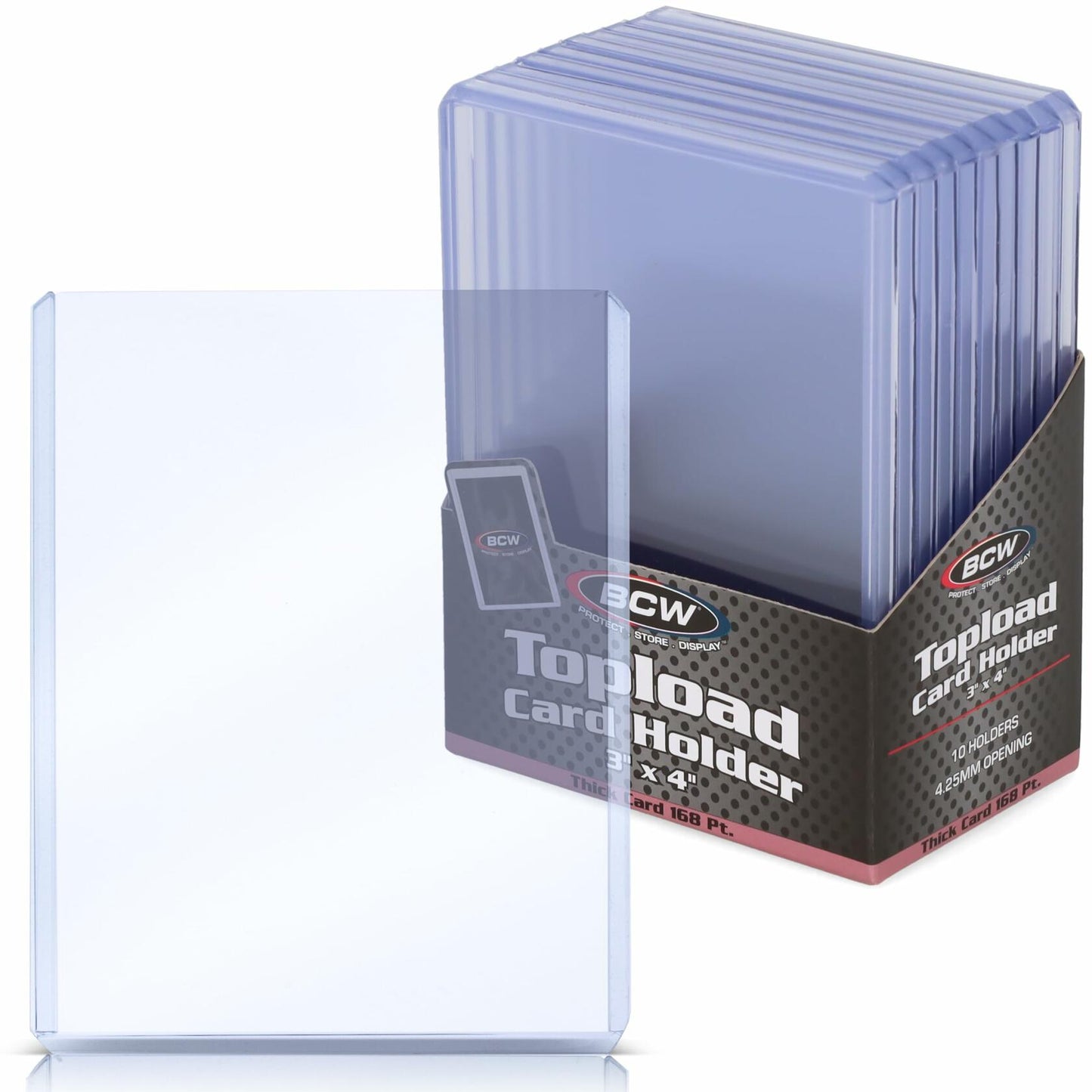 BCW Thick Card Topload Holder | Holds Relic, Patch, and Jersey Cards | Protective Card Sleeves for Collectibles and Trading Cards | Protective Rigid Plastic Display Card Holder (168 pt. / 4.25 MM)