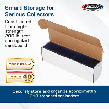 BCW 14-Inch Toploader Storage Box - 1 Pack | Holds 210 Toploaders | Durable Cardboard Organizer for Sports & Trading Cards