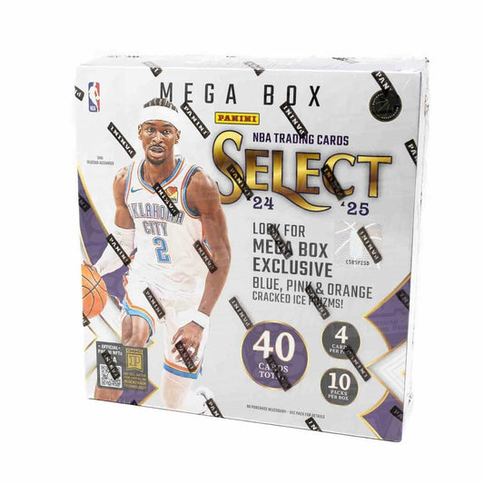 2024–25 Panini Select NBA Basketball Mega Box – Official Trading Cards – Retail Exclusive Blue & Red Prizms, Rookie Cards & Inserts – Sealed Box