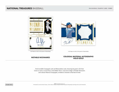 2024 Panini National Treasures Baseball Hobby Trading Card Box (Eight Autographs or Memorabilia Cards Per Box!