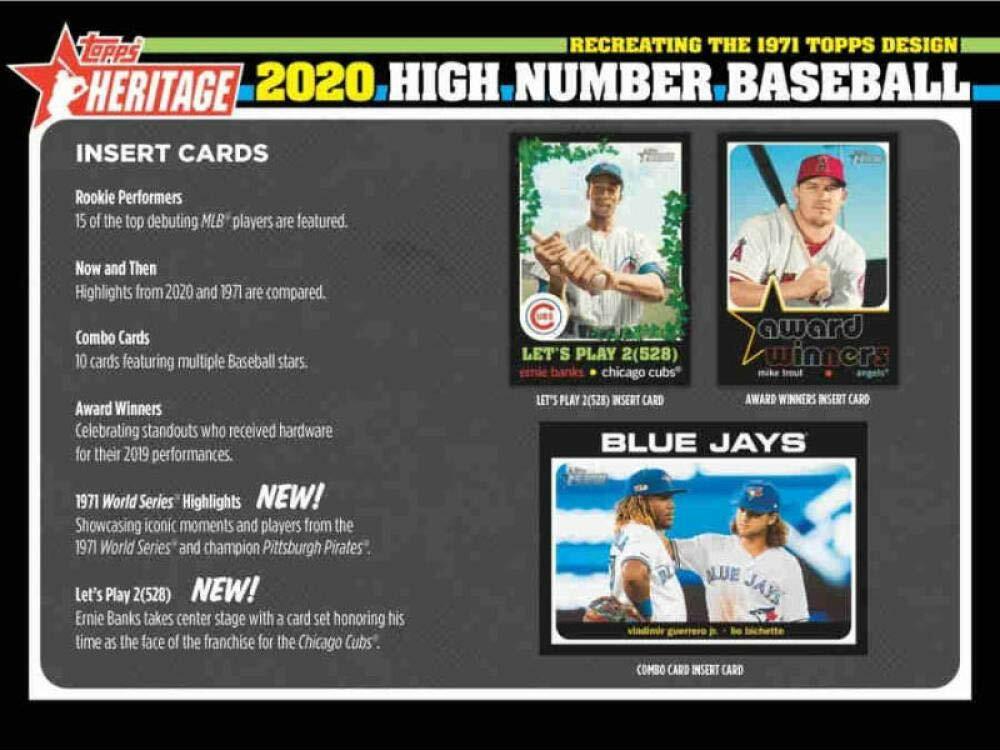 2020 Topps Heritage High Number Baseball Hobby Box (24 Packs/9 Cards: 1 Auto)