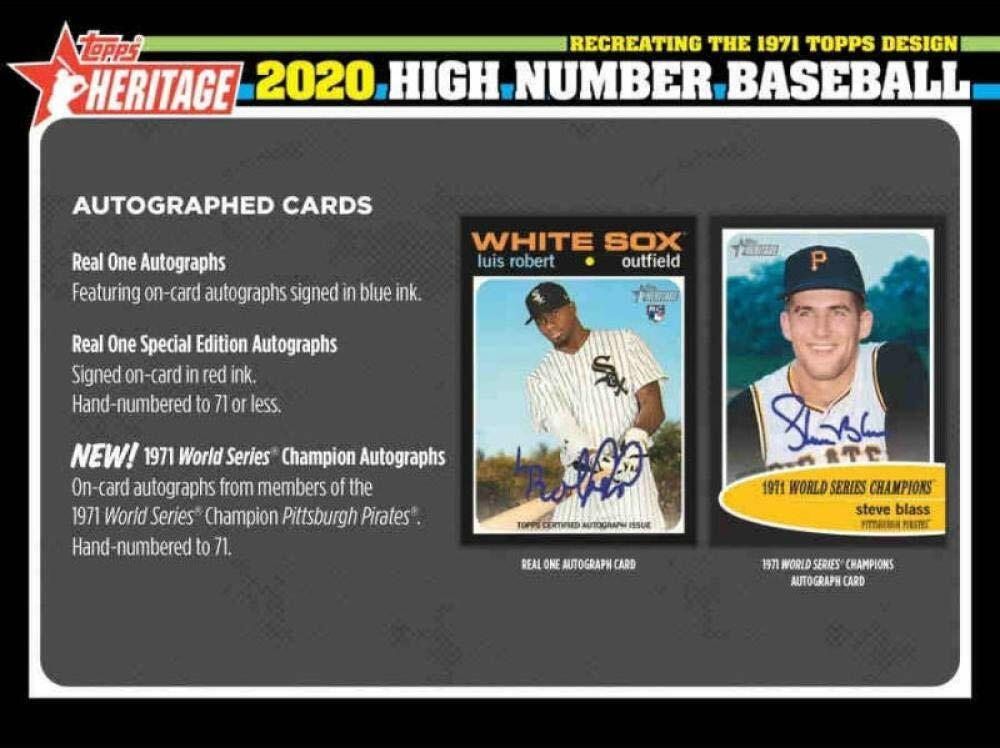 2020 Topps Heritage High Number Baseball Hobby Box (24 Packs/9 Cards: 1 Auto)