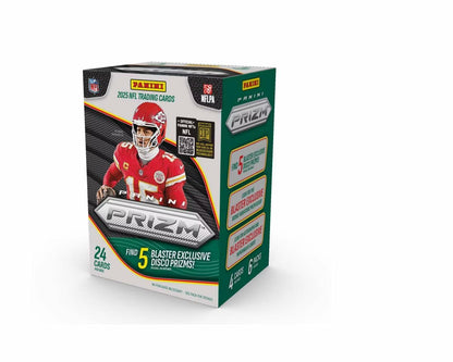 2025 Panini NFL Prizm Football Trading Card Blaster Box (5 Blaster Exclusive Disco Prizms Per Box)