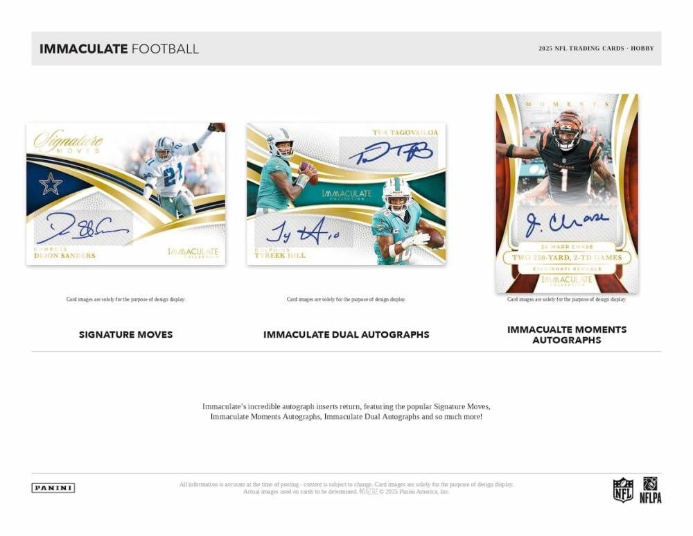 2025 Panini Immaculate Football Hobby Trading Card Box (5 Autograph or Memorabilia Cards Per Box)