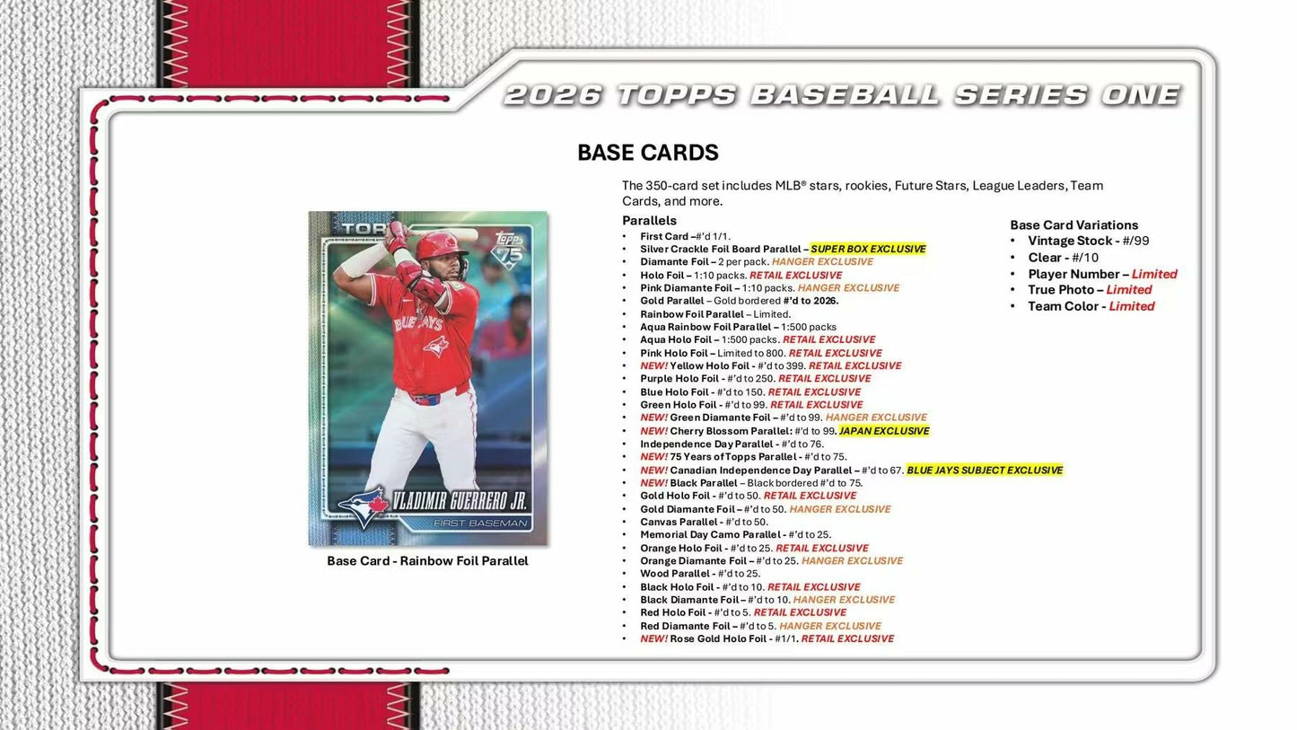MLB 2026 TOPPS Series 1 Baseball MEGA Box