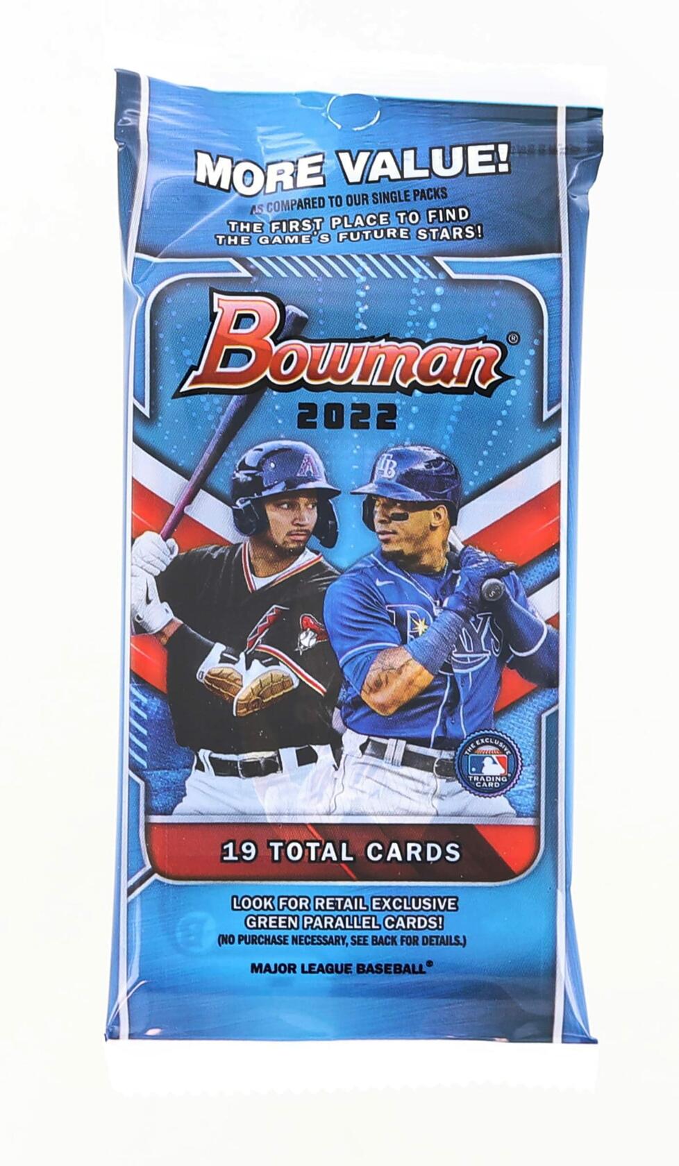 2022 Bowman baseball - 1 value pack (19 MLB trading cards total) Look for Green Parallels