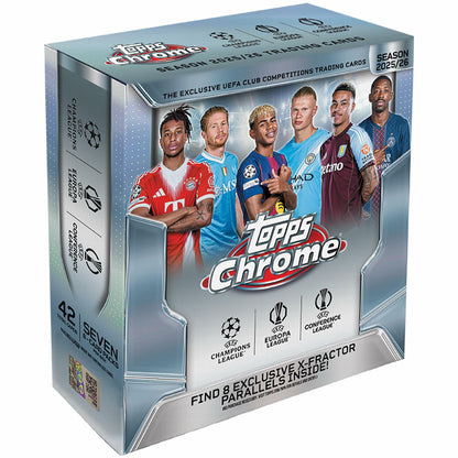 2025-26 Topps Chrome UEFA Club Competitions Soccer - Factory Sealed - Mega Box