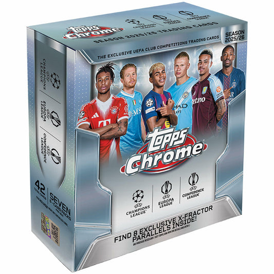 2025-26 Topps Chrome UEFA Club Competitions Soccer - Factory Sealed - Mega Box