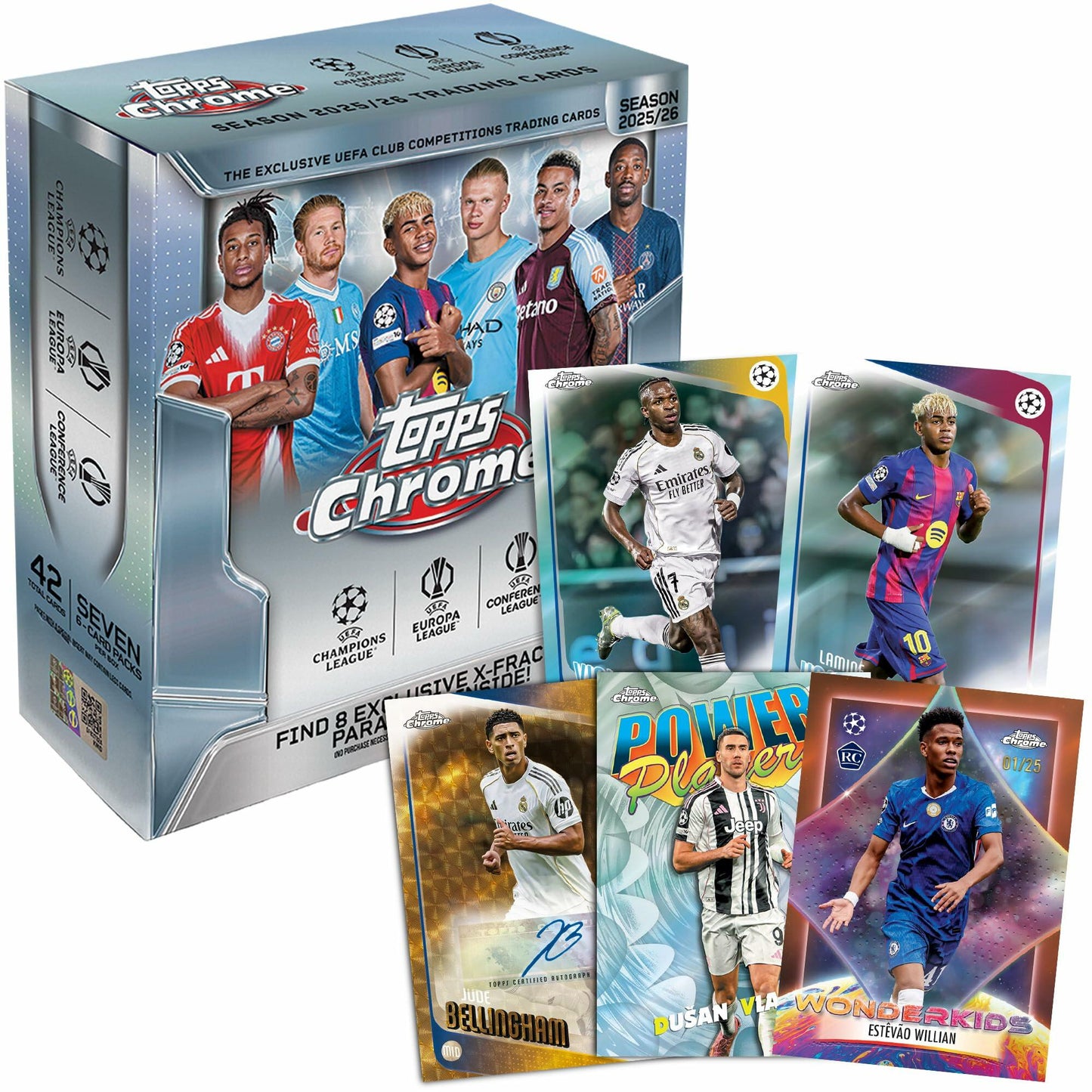 2025-26 Topps Chrome UEFA Club Competitions Soccer - Factory Sealed - Mega Box