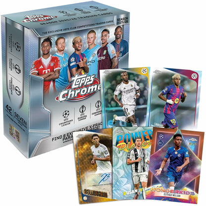 2025-26 Topps Chrome UEFA Club Competitions Soccer - Factory Sealed - Mega Box