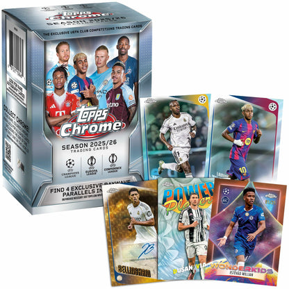 2025-26 Topps Chrome UEFA Club Competitions Soccer - Factory Sealed - Value Box