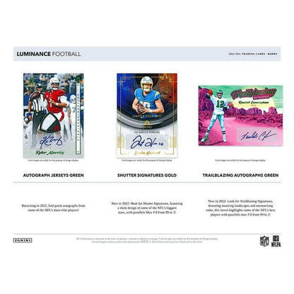 2022 Panini Luminance Football Hobby Box (4 Packs/10 Cards: 3 Autos)