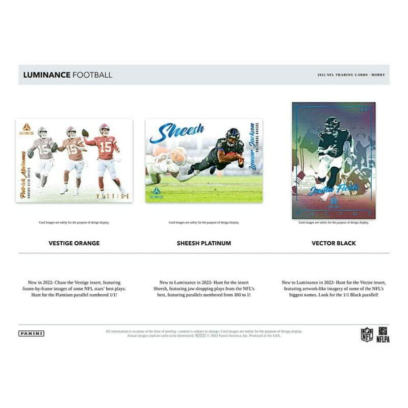 2022 Panini Luminance Football Hobby Box (4 Packs/10 Cards: 3 Autos)