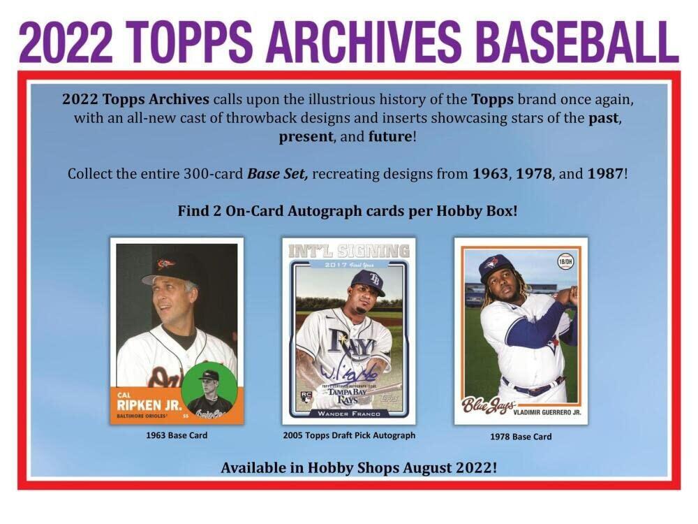 2022 Topps Archives Baseball Hobby Box (24 Packs/8 Cards: 2 Autos, 1 Box Topper)