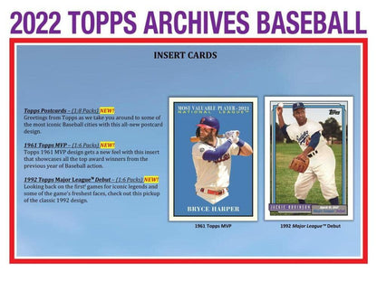 2022 Topps Archives Baseball Hobby Box (24 Packs/8 Cards: 2 Autos, 1 Box Topper)