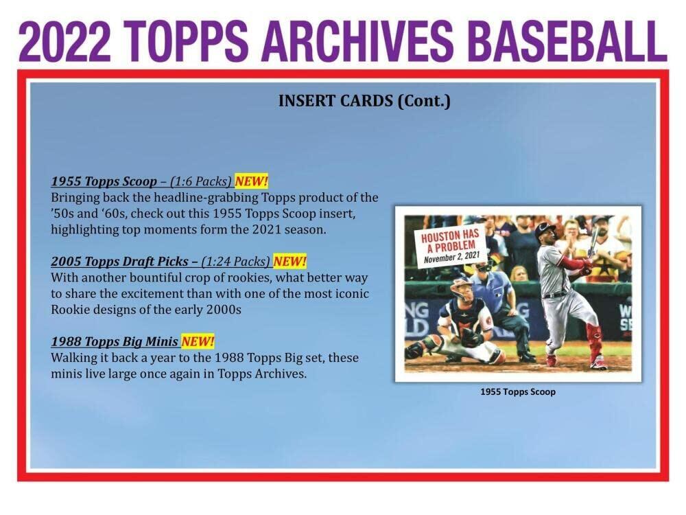 2022 Topps Archives Baseball Hobby Box (24 Packs/8 Cards: 2 Autos, 1 Box Topper)
