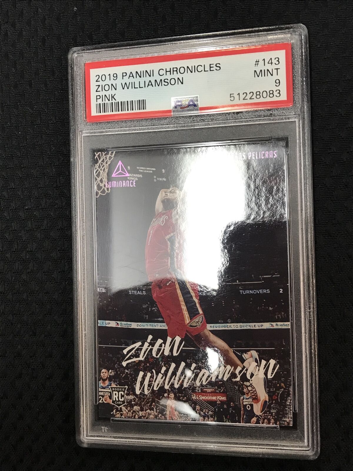 2019-20 Pink Chronicles Luminance #143 Zion Williamson RC Rookie PSA 9 MINT