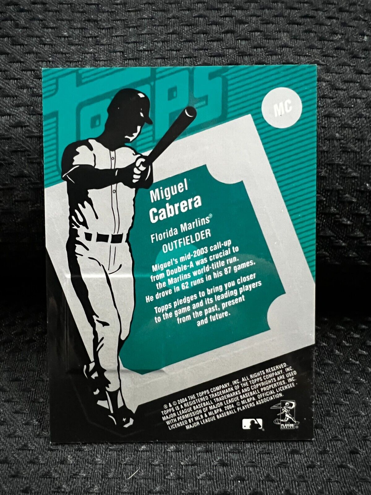 2004 Topps Baseball Miguel Cabrera Jersey Card JRSY #MC MARLINS!!! 2nd YEAR!!