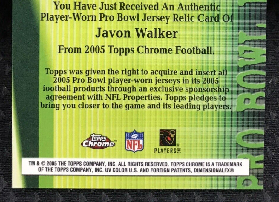 2005 Topps Chrome Football  Javon Walker Pro Bowl Premiums Packers Jersey Card