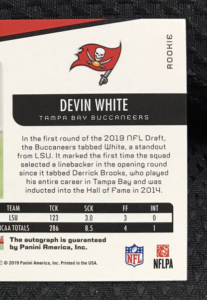 Devin White 2019 Unparalleled RC Auto Tampa Bay Buccaneers Autograph