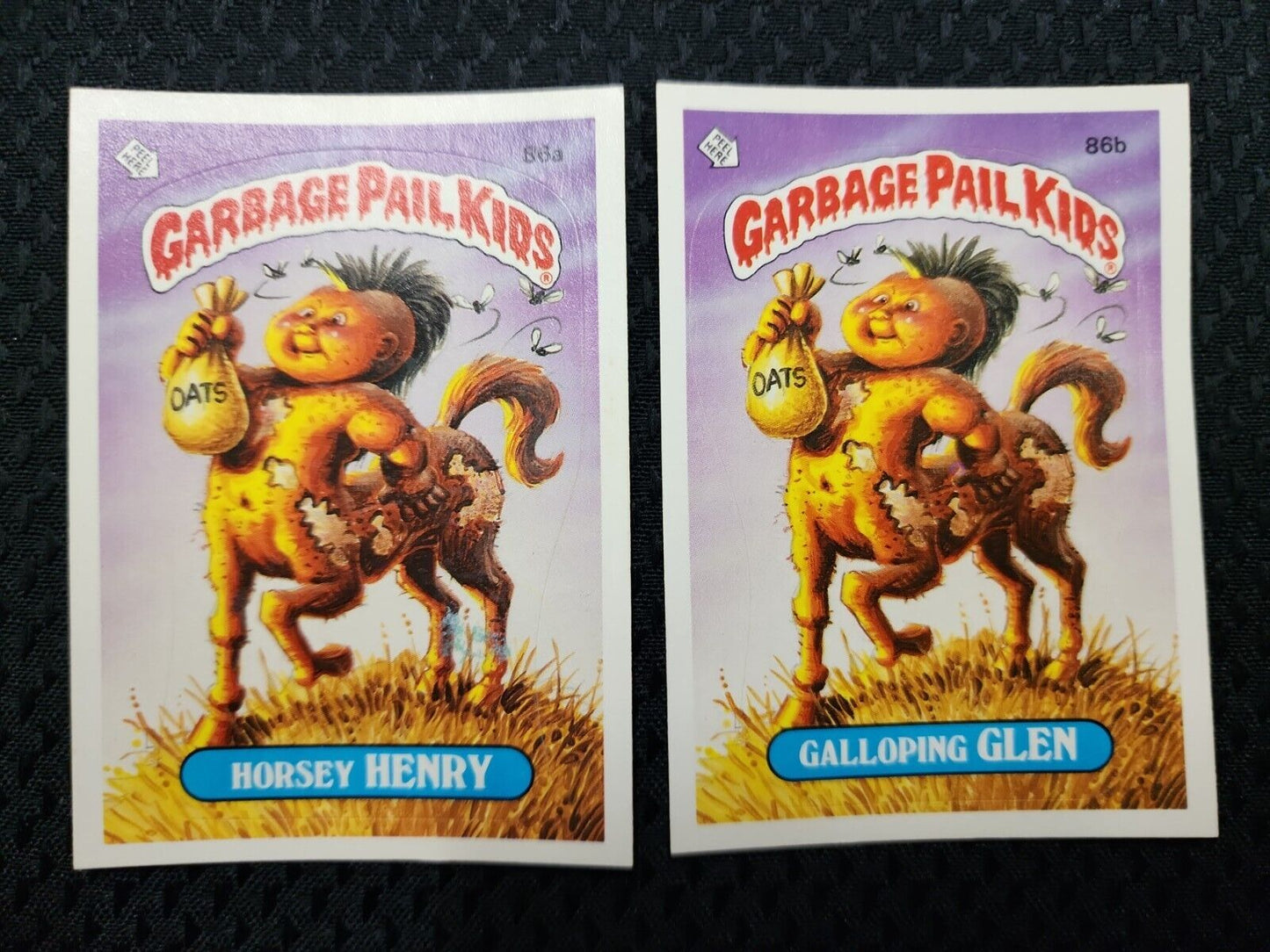 1986 GPK Garbage Pail Kids - Horsey Henry #86a Galloping Glen #86b - 3rd Series