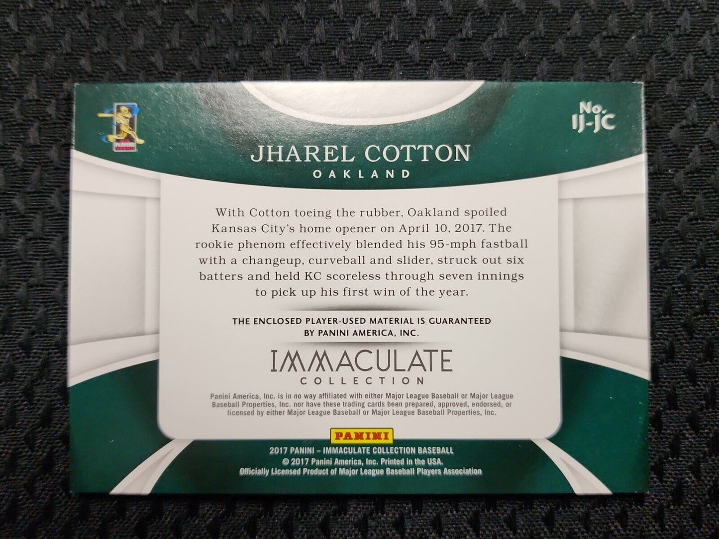 2017 Panini Immaculate Immaculate Jumbo /10 Jharel Cotton #IJ-JC Rookie RC