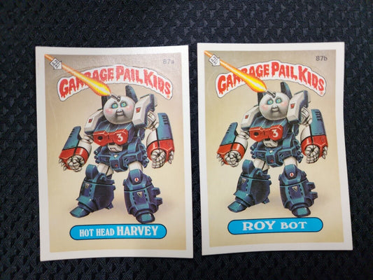 1986 Garbage Pail Kids Hot Head Harvey #87a and Roy Bot #87b Series 3