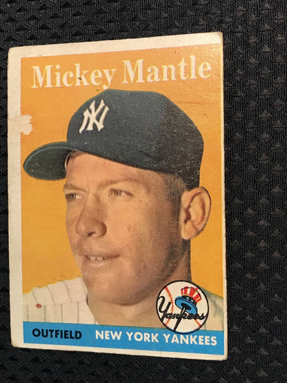 MICKEY MANTLE 1958 Topps Chewing Gum Baseball #150 (Yankees)
