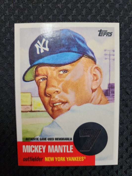 2007 Topps MMR53 1953 Mickey Mantle Reprint GAME USED Jersey Memorabilia YANKEES