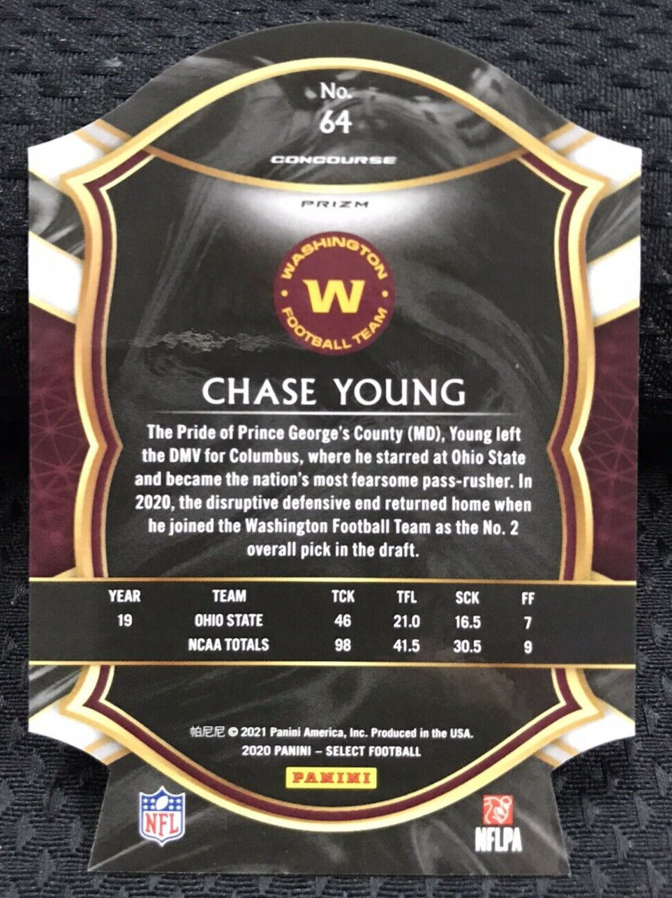 2020 Panini Select Chase Young RC #64 Concourse Die-Cut Red Prizm