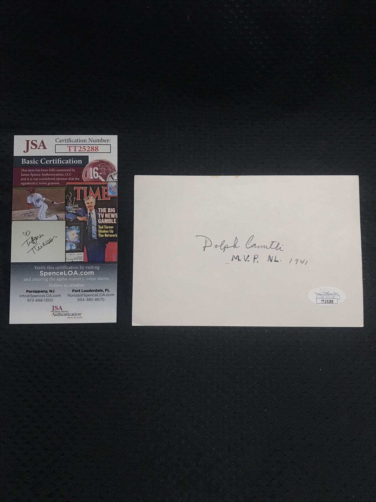 Dolph Louis Camilli 1907-1997 Signed 3x5 Baseball Index Card with JSA COA