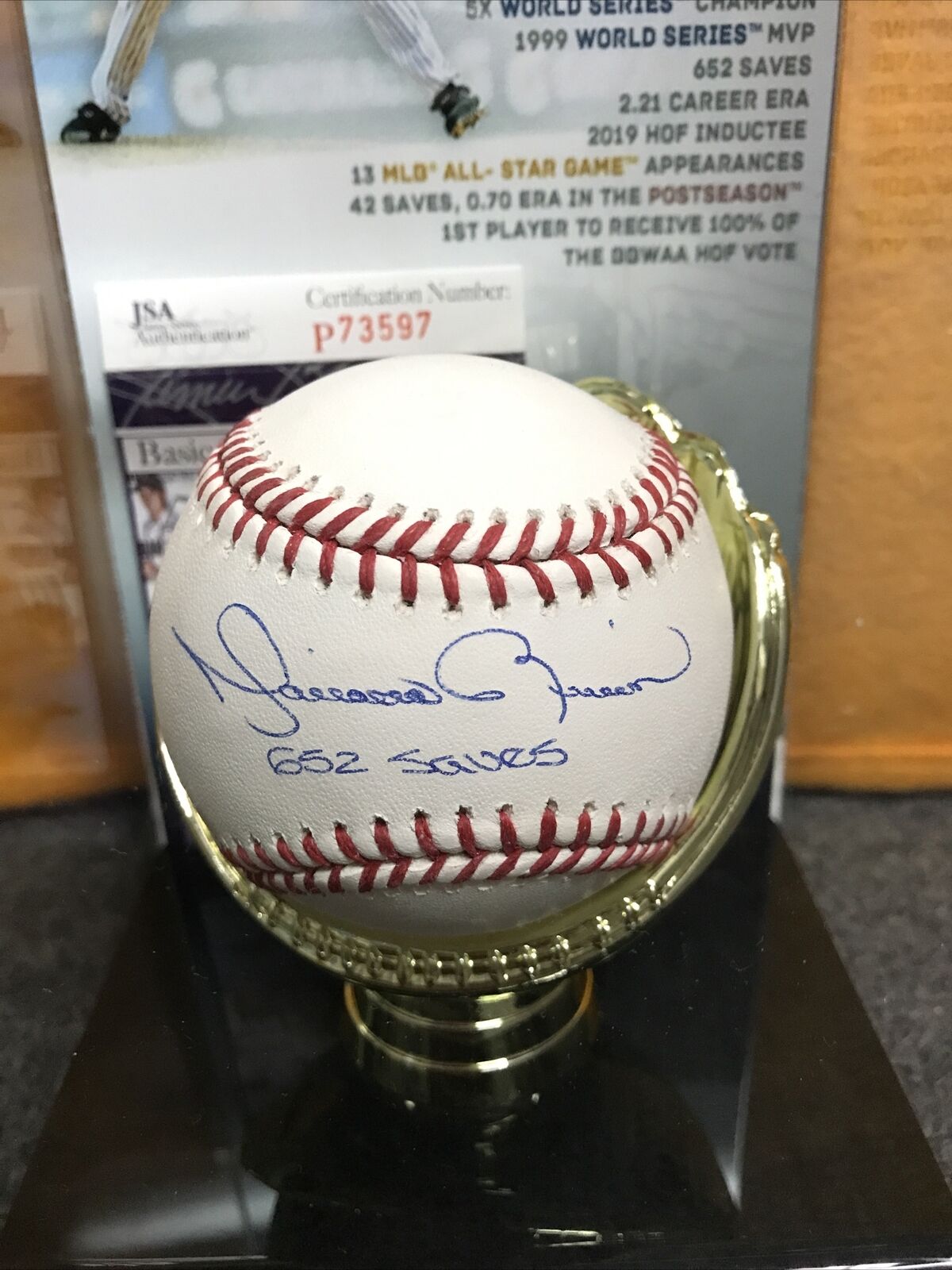 Mariano Rivera New York Yankees Autographed Baseball with Career