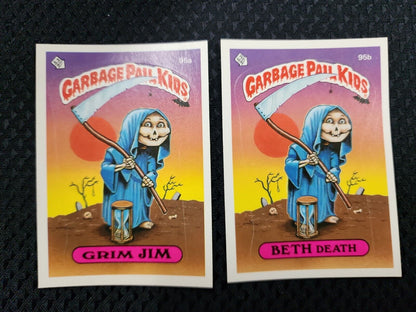 1986 Garbage Pail Kids GPK Series 3 - #95b BETH Death + 95a Grim Jim