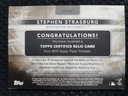 2015 Topps Triple Threads Stephen Strasburg 1/9 Gold Game Used Relic #TTR-SS1